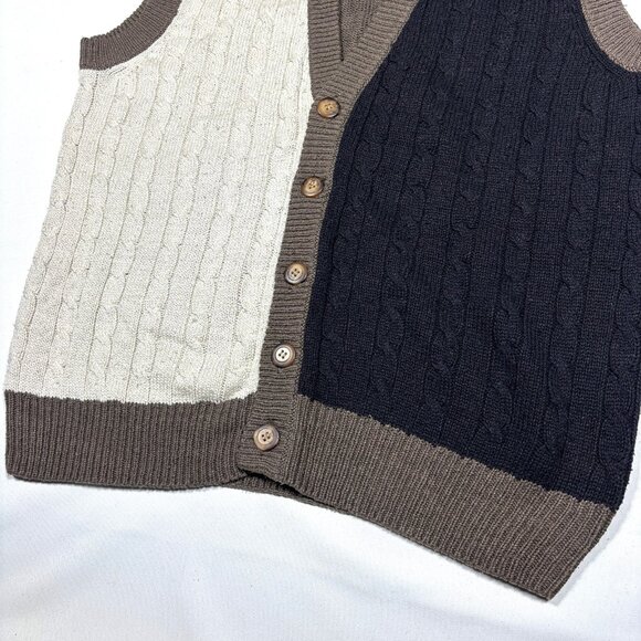 VTG Villa Classico Silk Colorblock Knit Grandpa Cardigan Sweater Vest Mens Med - Picture 2 of 7